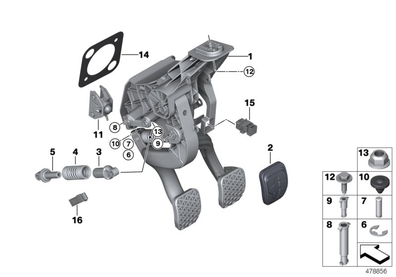 BMW Z4 Clutch Pedal and Brake Assembly. Part no: 35 00 6 873 116